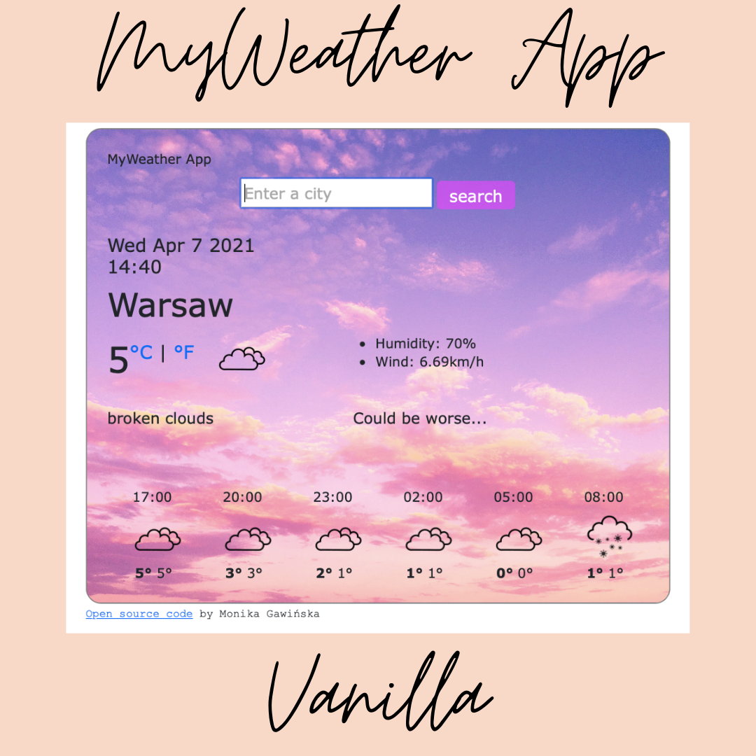 Weather app Vanilla project preview